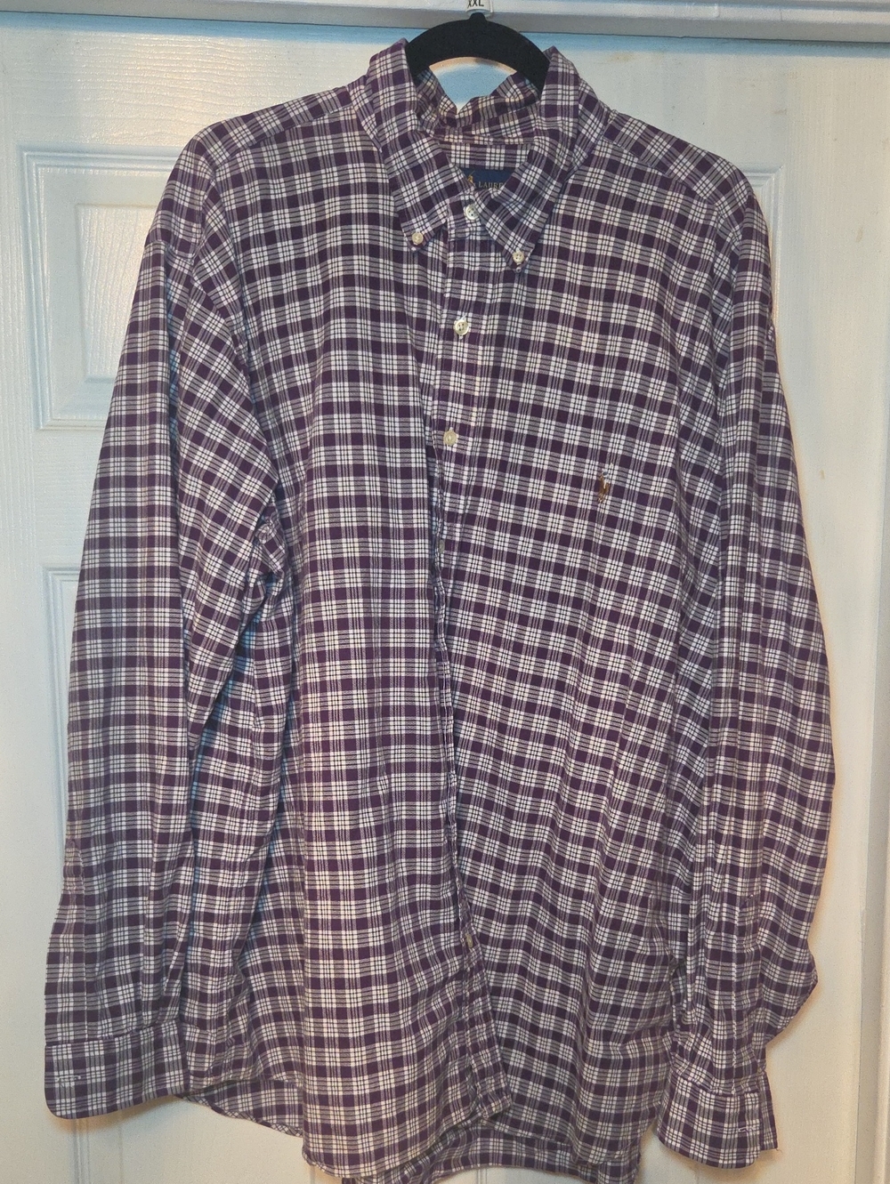 Ralph Lauren Purple and White Plaid Button-Down Shirt
